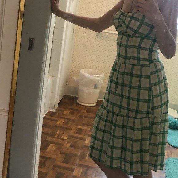 Guess Green and Yellow Strapless Plaid Dress S/P - Picture 6 of 6